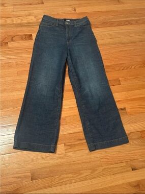 Lands' End Wide-Leg Jeans in Dark Blue Denim